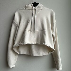 Nike Cream Thick Cropped Athletic Hoodie Size Large Womens Drawstring Travel